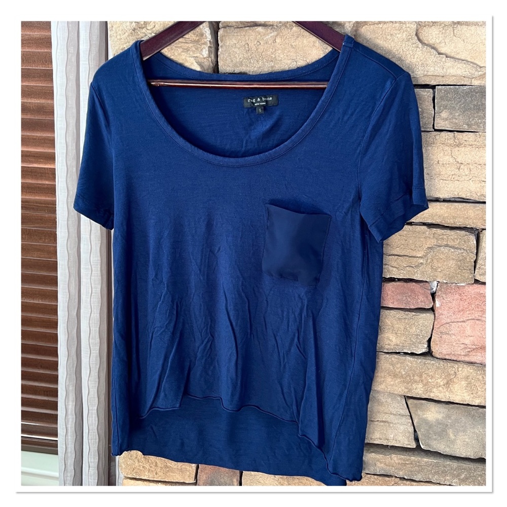 RAG & BONE Navy Scoop Neck Pocket Tee